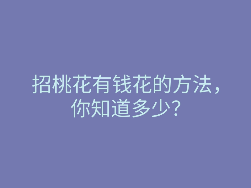 招桃花有钱花的方法,你知道多少?