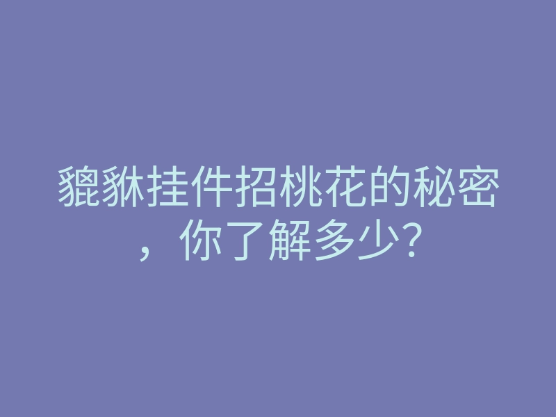 貔貅挂件招桃花的秘密,你了解多少?