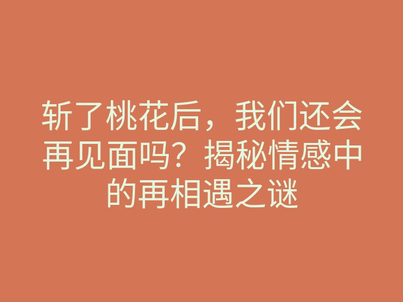 斩了桃花后,我们还会再见面吗?揭秘情感中的再相遇之谜