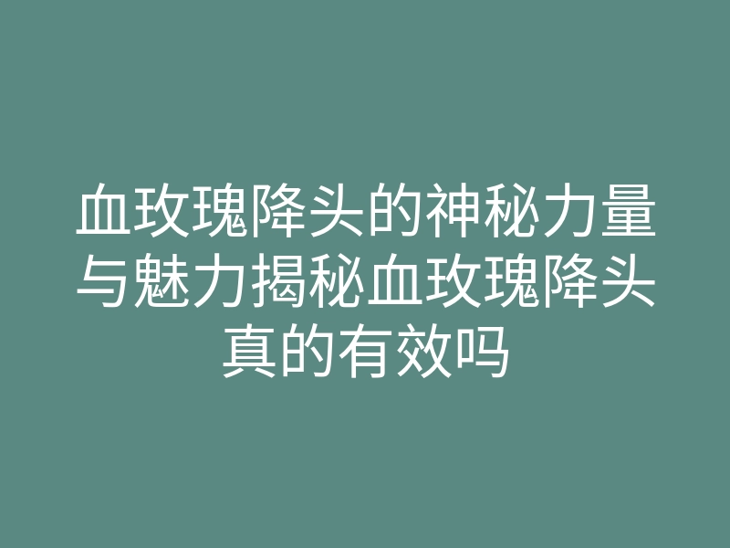 血玫瑰降头的神秘力量与魅力揭秘血玫瑰降头真的有效吗