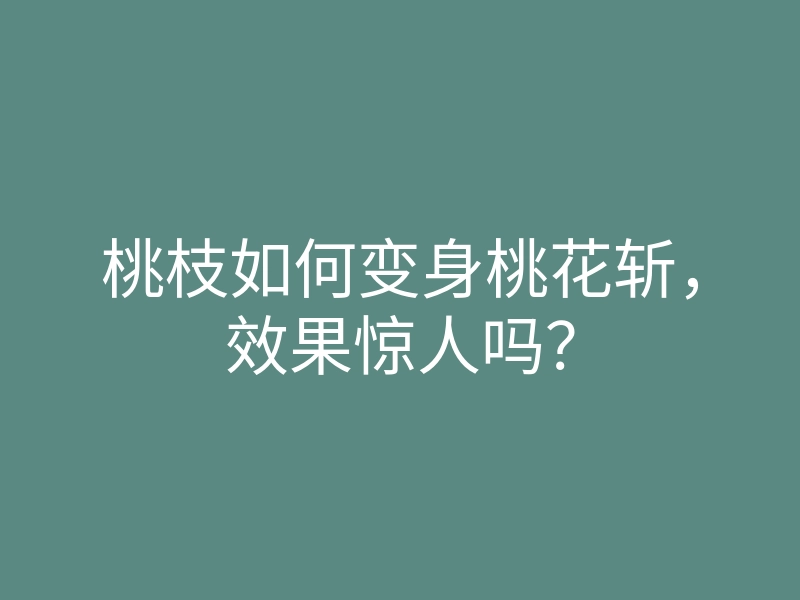 桃枝如何变身桃花斩,效果惊人吗?