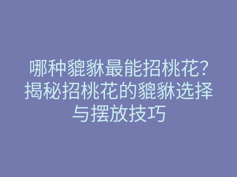 哪种貔貅最能招桃花?揭秘招桃花的貔貅选择与摆放技巧