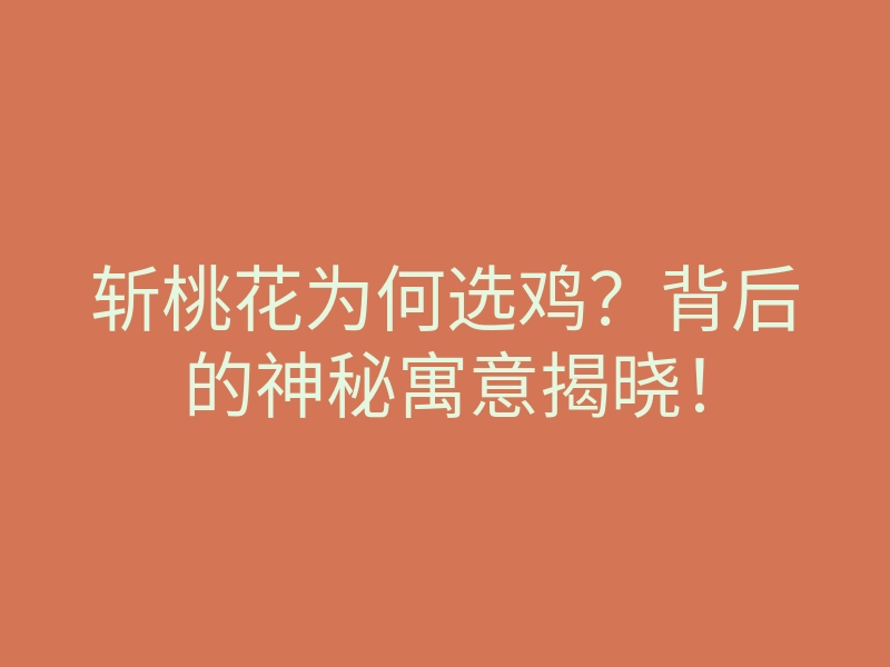 斩桃花为何选鸡?背后的神秘寓意揭晓!