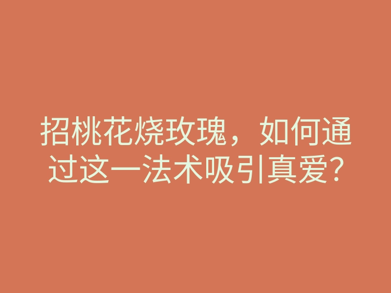 招桃花烧玫瑰,如何通过这一法术吸引真爱?