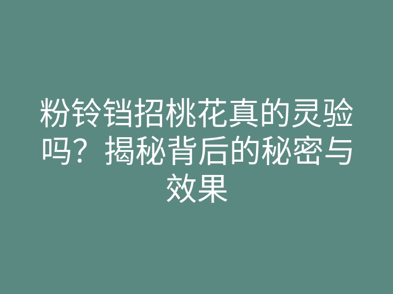 粉铃铛招桃花真的灵验吗?揭秘背后的秘密与效果