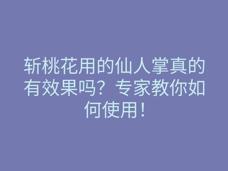 斩桃花用的仙人掌真的有效果吗？专家教你如何使用！
