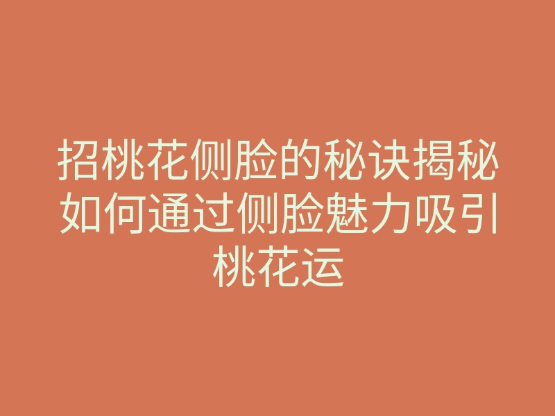 招桃花侧脸的秘诀揭秘如何通过侧脸魅力吸引桃花运