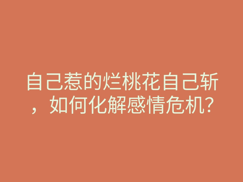 自己惹的烂桃花自己斩,如何化解感情危机?