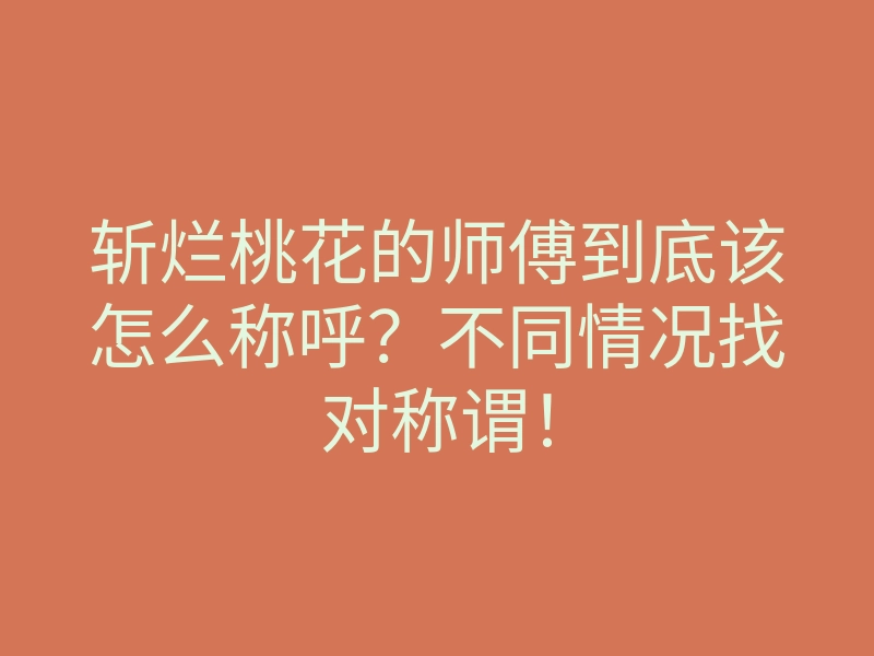 斩烂桃花的师傅到底该怎么称呼?不同情况找对称谓!