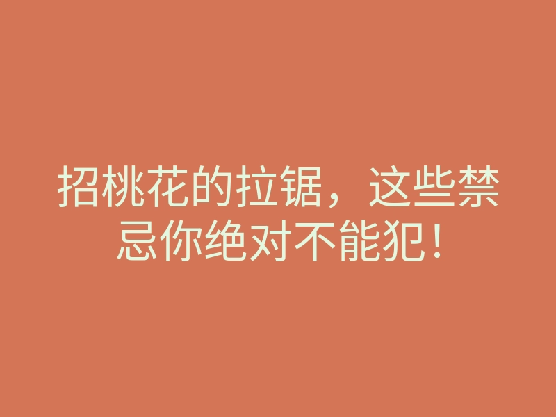 招桃花的拉锯,这些禁忌你绝对不能犯!
