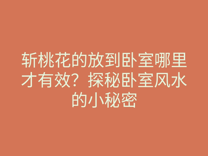 斩桃花的放到卧室哪里才有效?探秘卧室风水的小秘密
