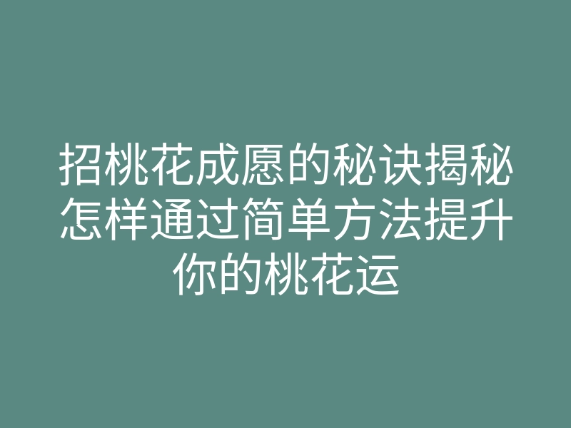 招桃花成愿的秘诀揭秘怎样通过简单方法提升你的桃花运
