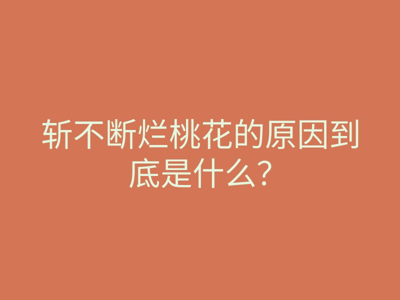 斩不断烂桃花的原因到底是什么?