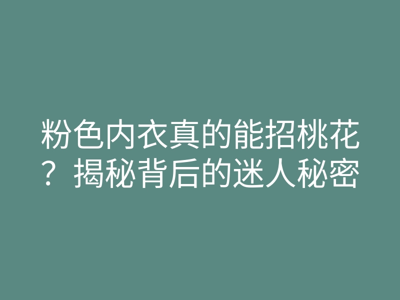 粉色内衣真的能招桃花?揭秘背后的迷人秘密