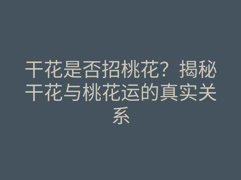 干花是否招桃花？揭秘干花与桃花运的真实关系