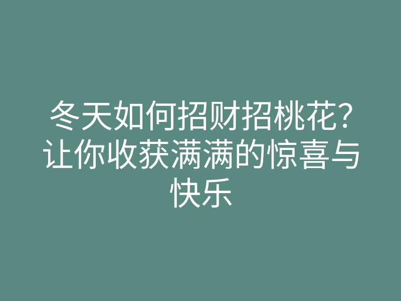 冬天如何招财招桃花?让你收获满满的惊喜与快乐