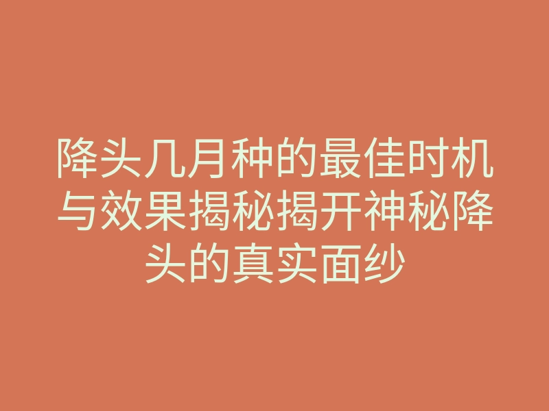 降头几月种的最佳时机与效果揭秘揭开神秘降头的真实面纱