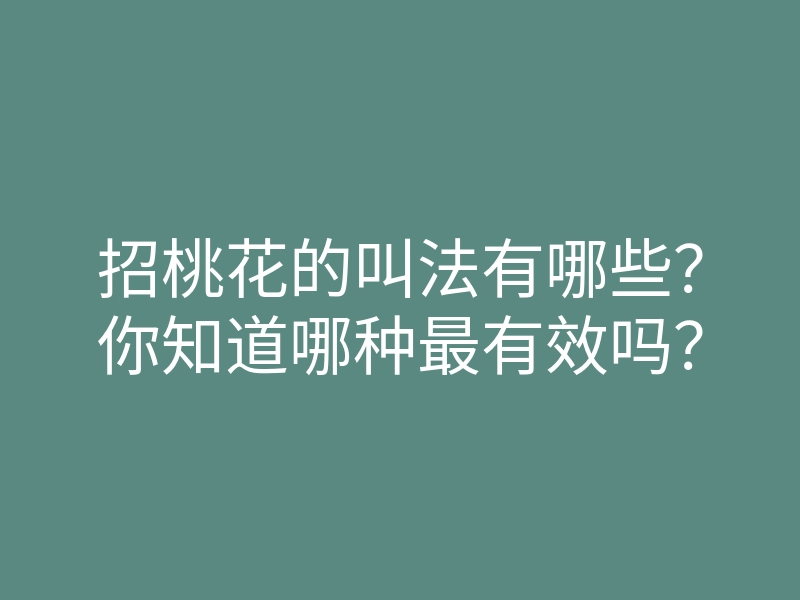 招桃花的叫法有哪些?你知道哪种最有效吗?