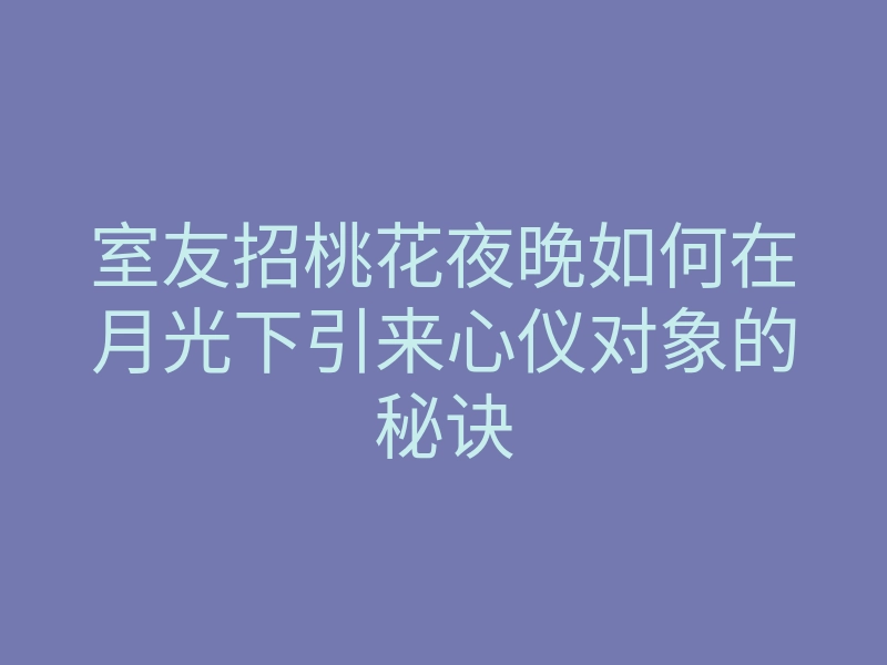 室友招桃花夜晚如何在月光下引来心仪对象的秘诀