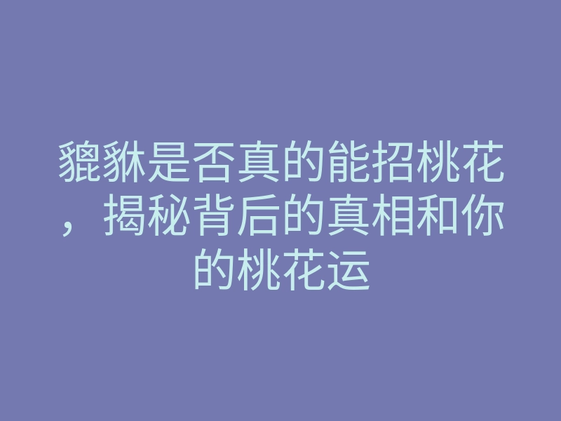 貔貅是否真的能招桃花,揭秘背后的真相和你的桃花运