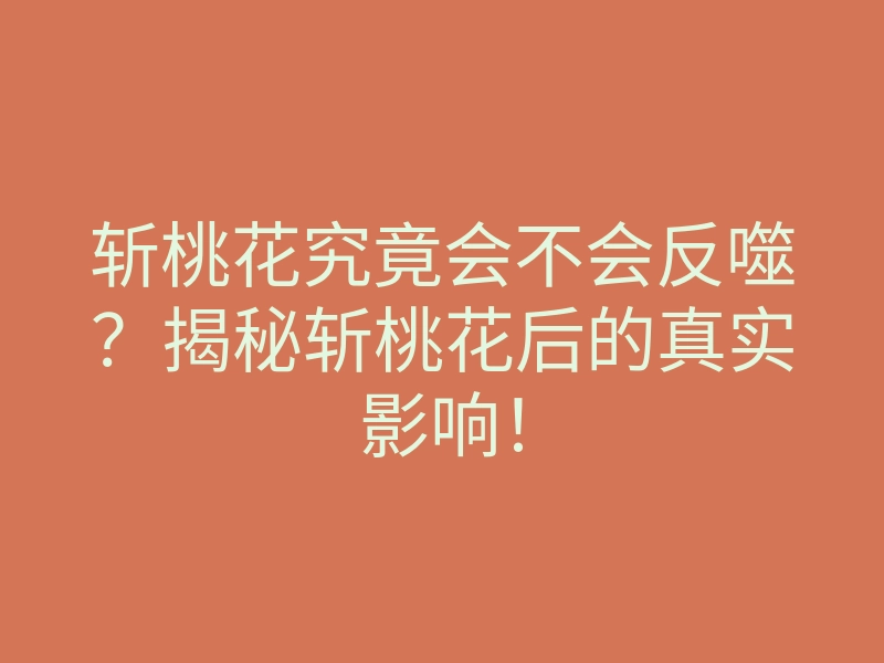 斩桃花究竟会不会反噬?揭秘斩桃花后的真实影响!
