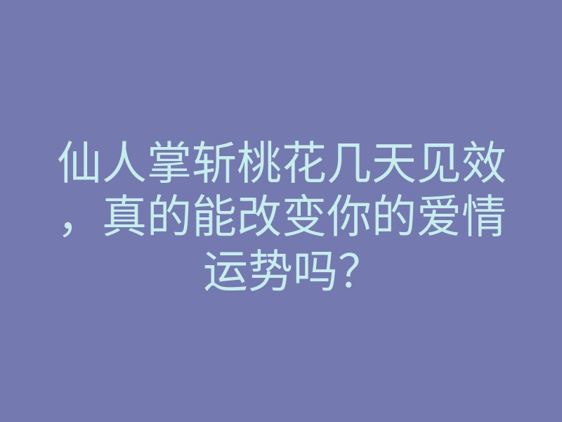 仙人掌斩桃花几天见效,真的能改变你的爱情运势吗?