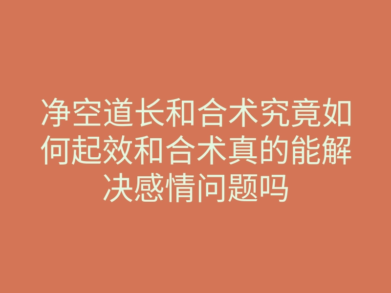 净空道长和合术究竟如何起效和合术真的能解决感情问题吗
