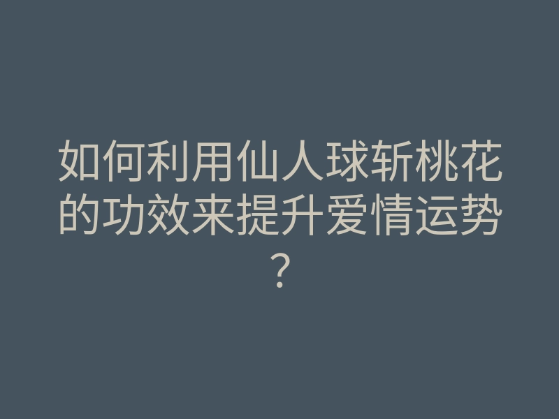 如何利用仙人球斩桃花的功效来提升爱情运势?