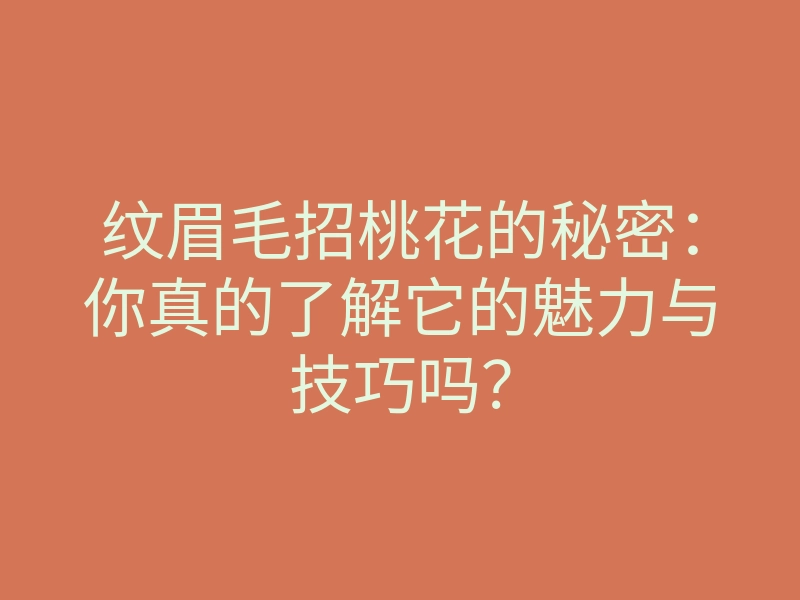 纹眉毛招桃花的秘密：你真的了解它的魅力与技巧吗？