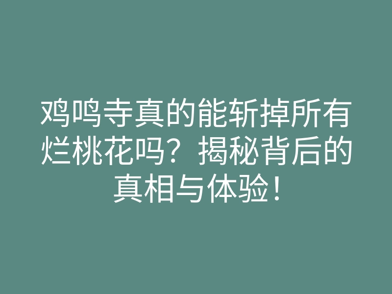 鸡鸣寺真的能斩掉所有烂桃花吗？揭秘背后的真相与体验！