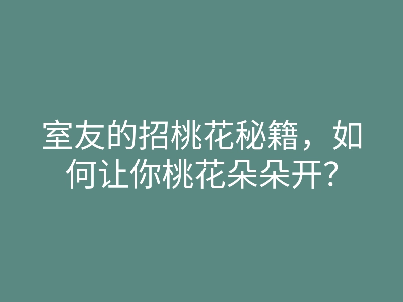 室友的招桃花秘籍,如何让你桃花朵朵开?