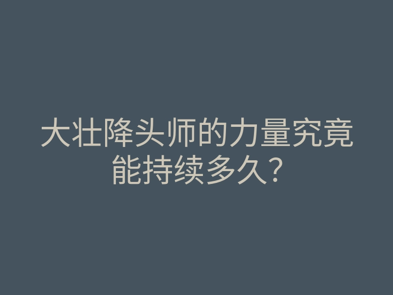 大壮降头师的力量究竟能持续多久?