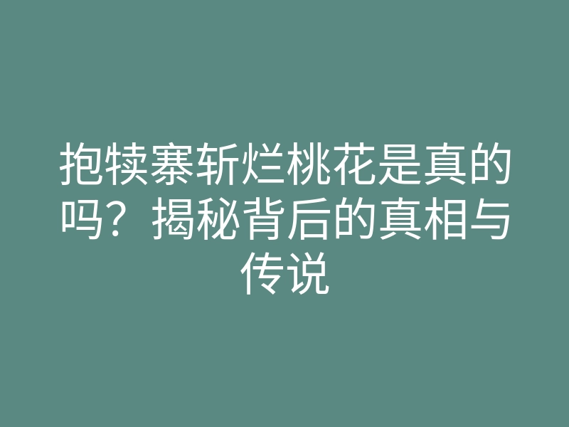 抱犊寨斩烂桃花是真的吗？揭秘背后的真相与传说