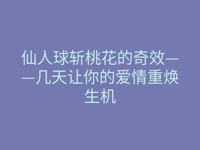 仙人球斩桃花的奇效——几天让你的爱情重焕生机