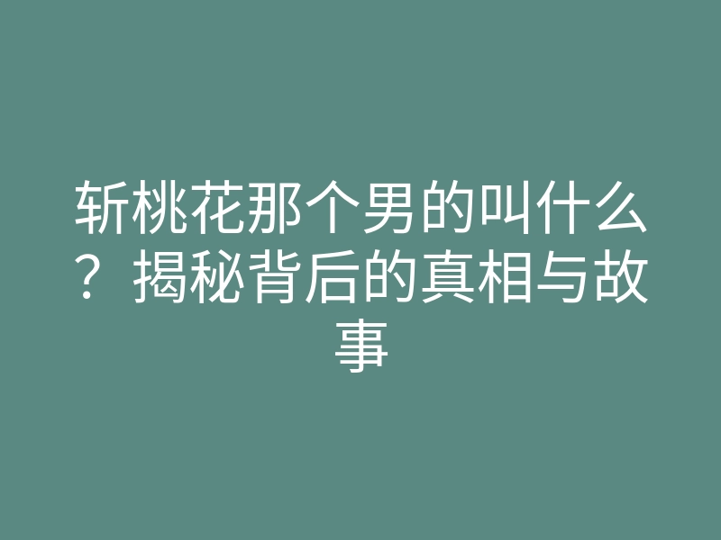 斩桃花那个男的叫什么?揭秘背后的真相与故事