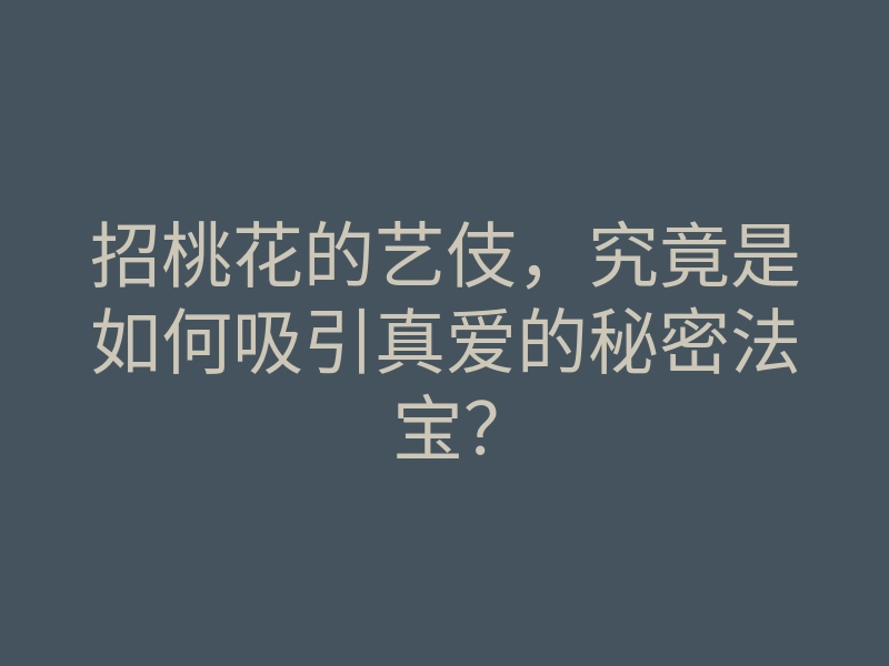 招桃花的艺伎,究竟是如何吸引真爱的秘密法宝?