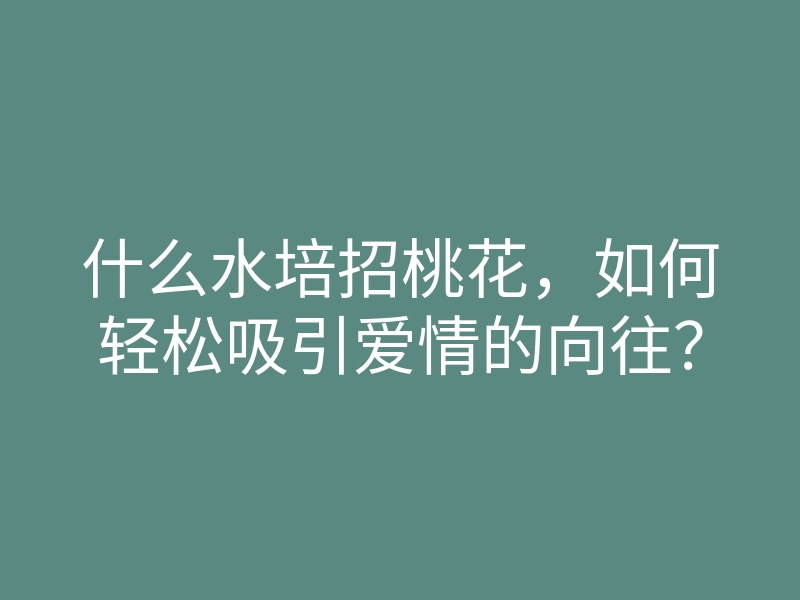 什么水培招桃花,如何轻松吸引爱情的向往?