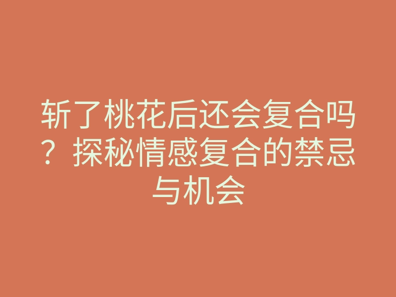 斩了桃花后还会复合吗?探秘情感复合的禁忌与机会