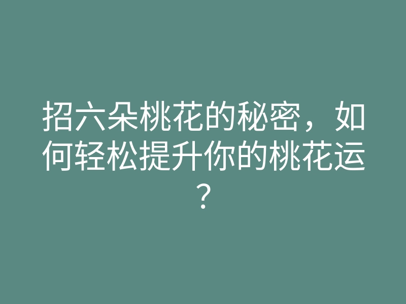 招六朵桃花的秘密,如何轻松提升你的桃花运?