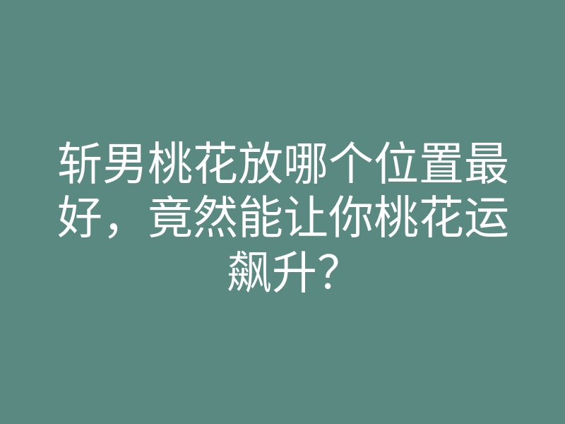 斩男桃花放哪个位置最好,竟然能让你桃花运飙升?