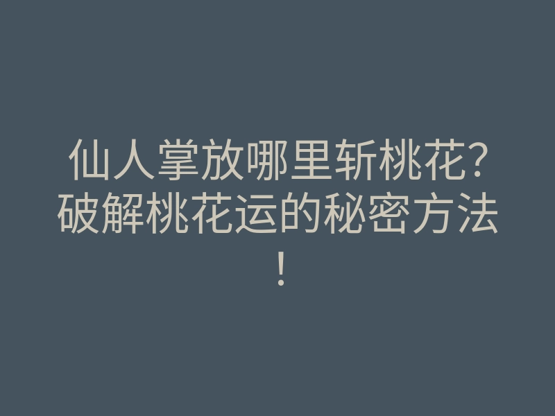 仙人掌放哪里斩桃花?破解桃花运的秘密方法!