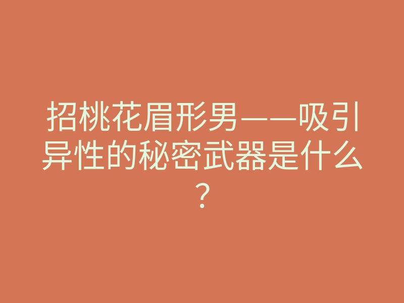 招桃花眉形男——吸引异性的秘密武器是什么?
