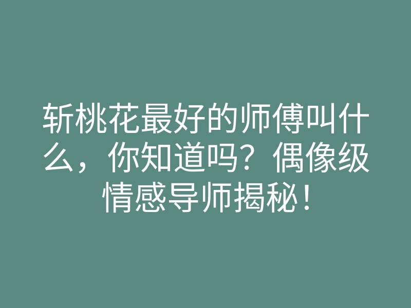 斩桃花最好的师傅叫什么，你知道吗？偶像级情感导师揭秘！