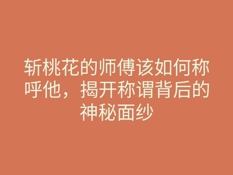 斩桃花的师傅该如何称呼他,揭开称谓背后的神秘面纱