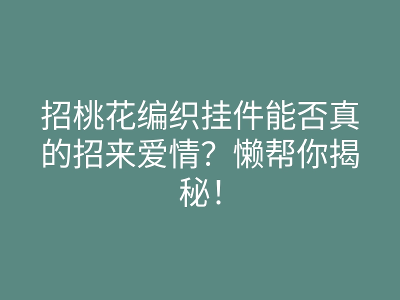 招桃花编织挂件能否真的招来爱情?懒帮你揭秘!
