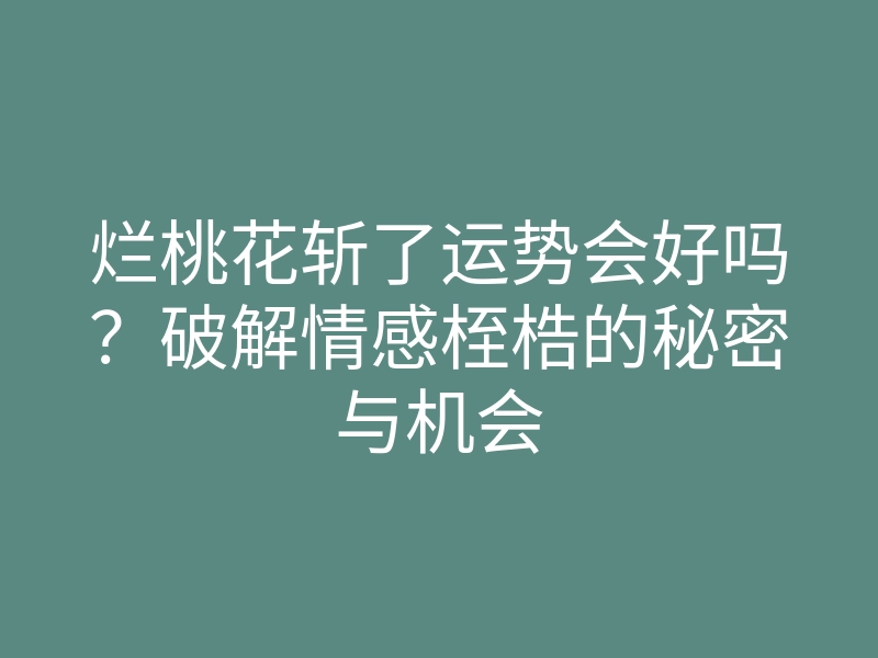 烂桃花斩了运势会好吗?破解情感桎梏的秘密与机会