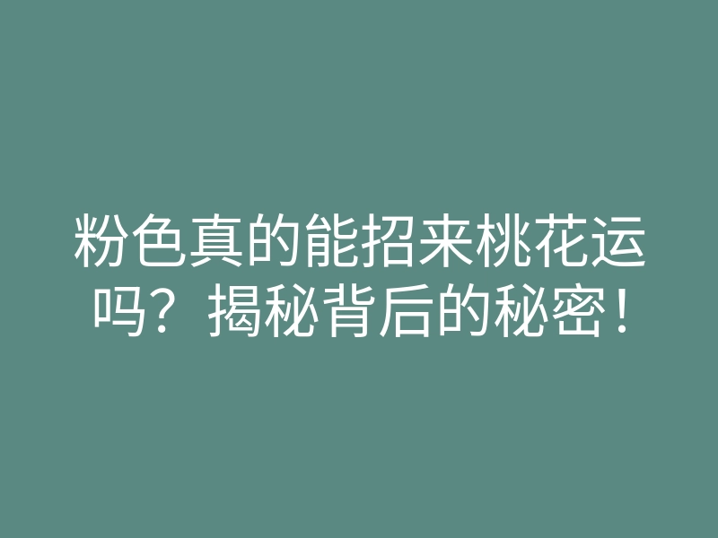 粉色真的能招来桃花运吗?揭秘背后的秘密!