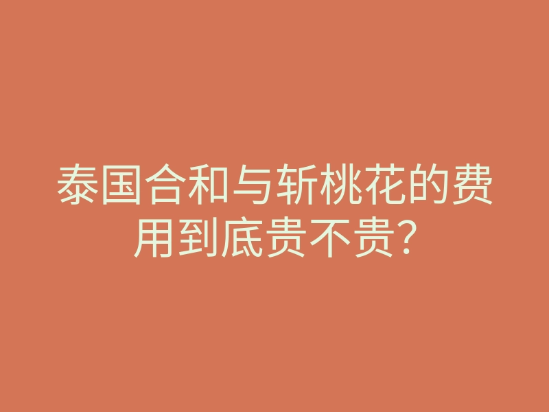 泰国合和与斩桃花的费用到底贵不贵？