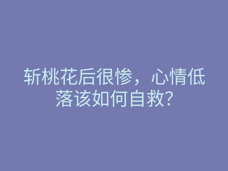 斩桃花后很惨，心情低落该如何自救？