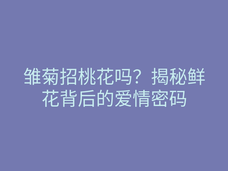 雏菊招桃花吗?揭秘鲜花背后的爱情密码